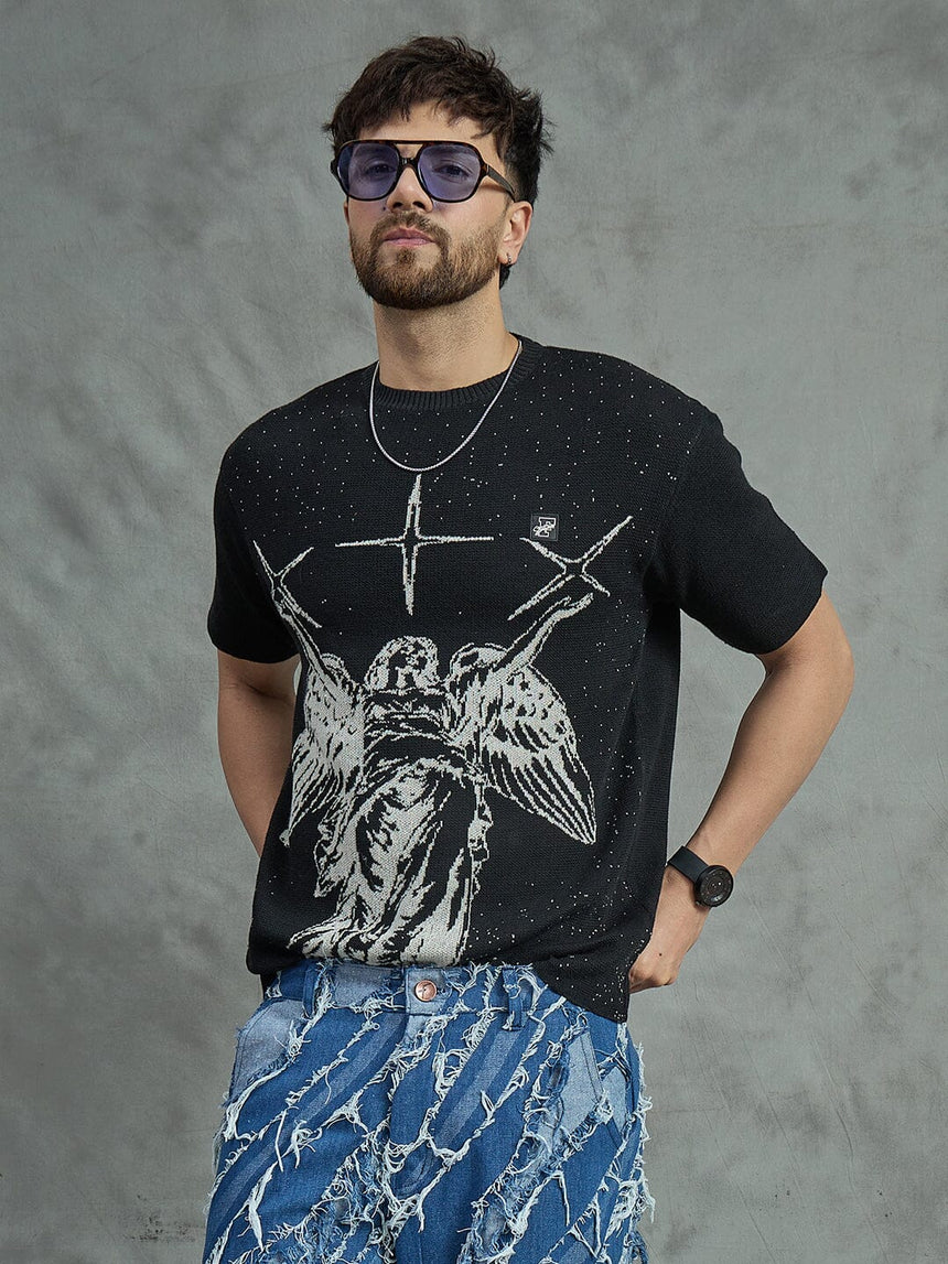 Black Fallen Angel T-Shirt T-shirts Fugazee