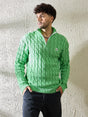 Mint Cable Knit Quarter Zip Turtleneck Sweater Sweaters Fugazee
