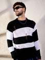 Black And White Damaged Striped Knitted Tshirt T-shirts Fugazee
