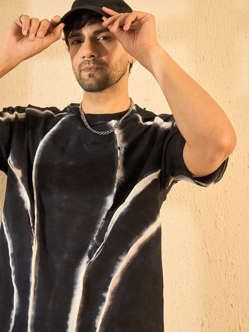 Black Chalk Accent Cut & Sew Raw Edge Tshirt T-shirts Fugazee