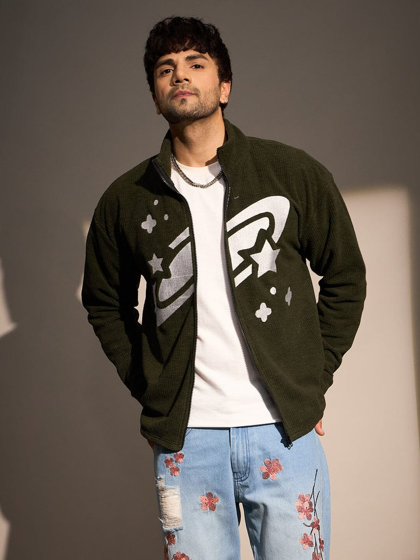 Dark Green Box Fleece Harrington Jacket Jackets Fugazee