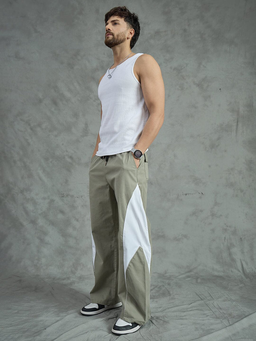 Sage Green Cut And Sew Trackpants Trackpants Fugazee