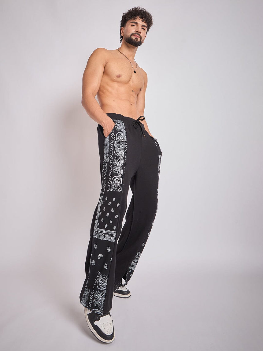 Black Paisley Panel Trackpants Trackpants Fugazee