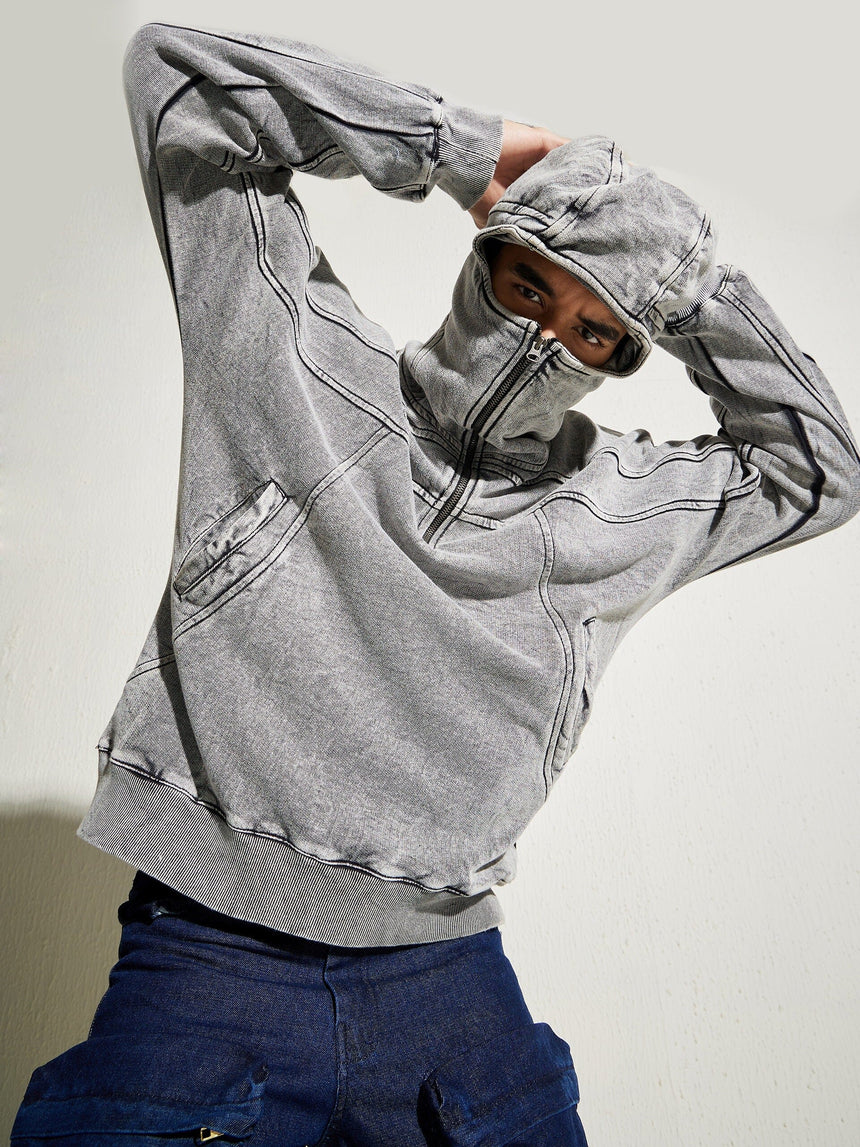 Acid Washed Baggy Smugglers Hooded Sweatshirt Sweatshirts Fugazee