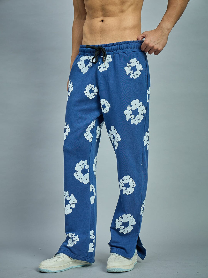Navy Floral Boot Cut Trackpants Trackpants Fugazee