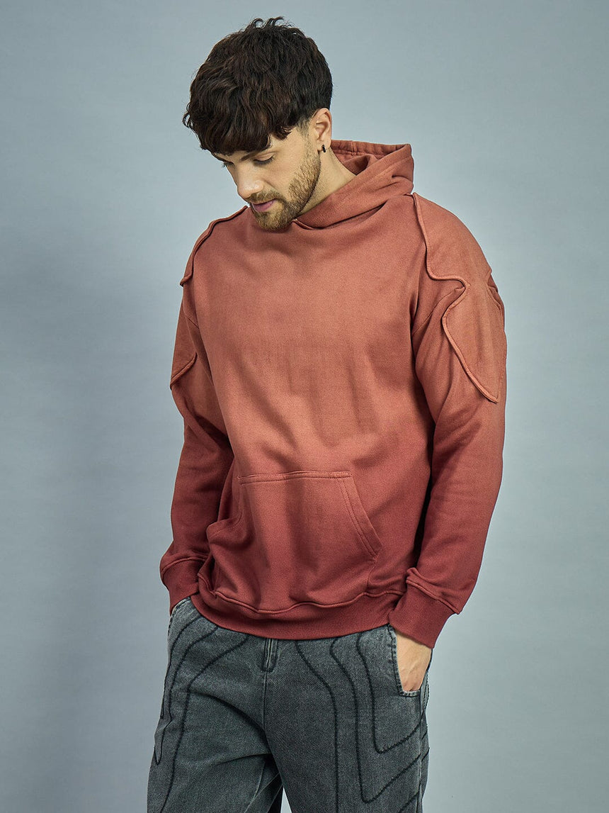 Brown Ombre Shoulder Patch Oversized Hoodie Sweatshirts Fugazee