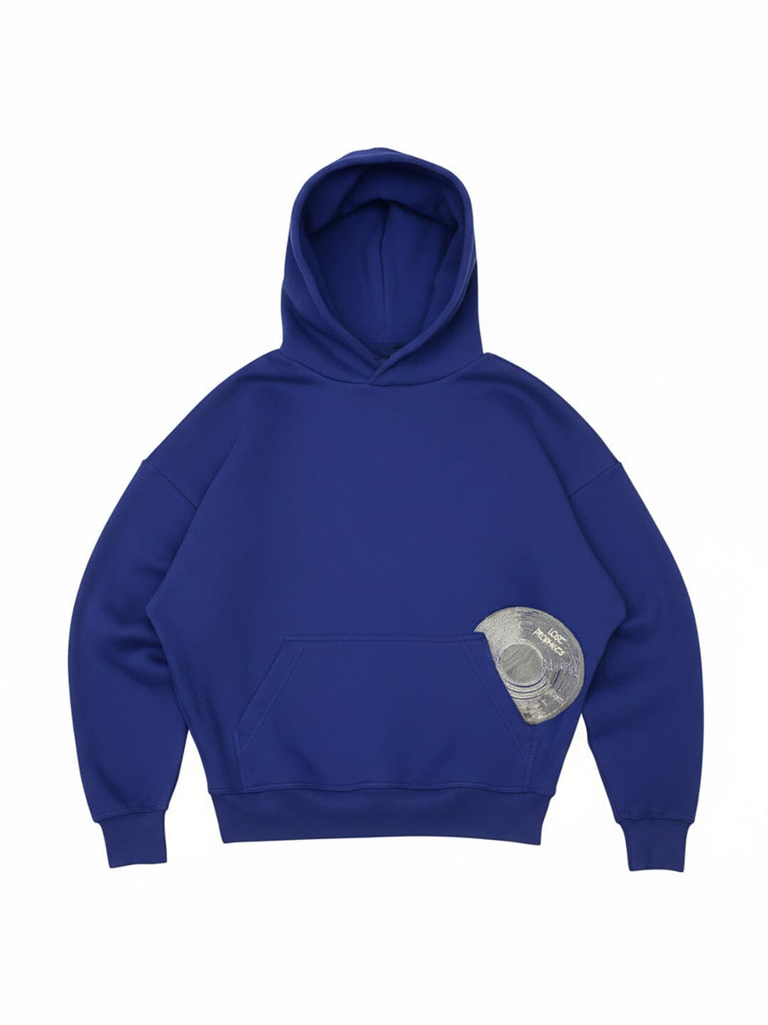 Royal Blue CD Embroidered Hooded Sweatshirt Sweatshirts Fugazee
