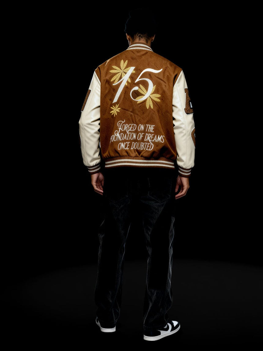 Brown Woollen Letterman Varsity Jacket Jackets Fugazee