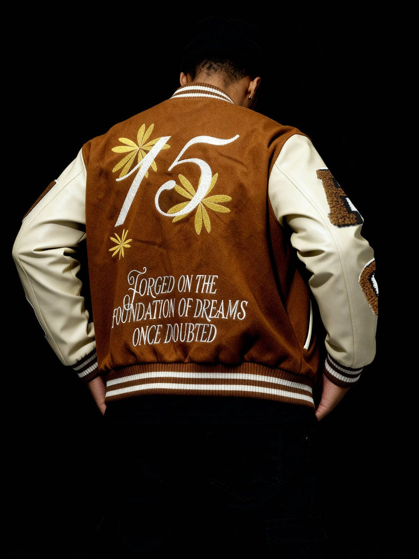 Brown Woollen Letterman Varsity Jacket Jackets Fugazee