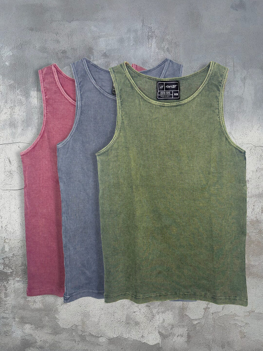 Ribbed Dyed Vest Pack Of 3 T-shirts Fugazee