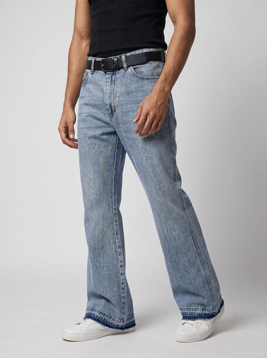 Super Ice Flared Raw Edge Denim Jeans Fugazee