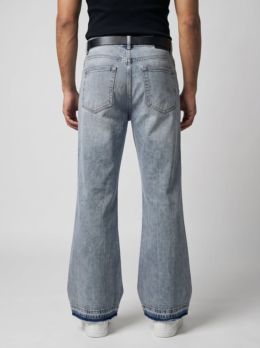 Super Ice Flared Raw Edge Denim Jeans Fugazee