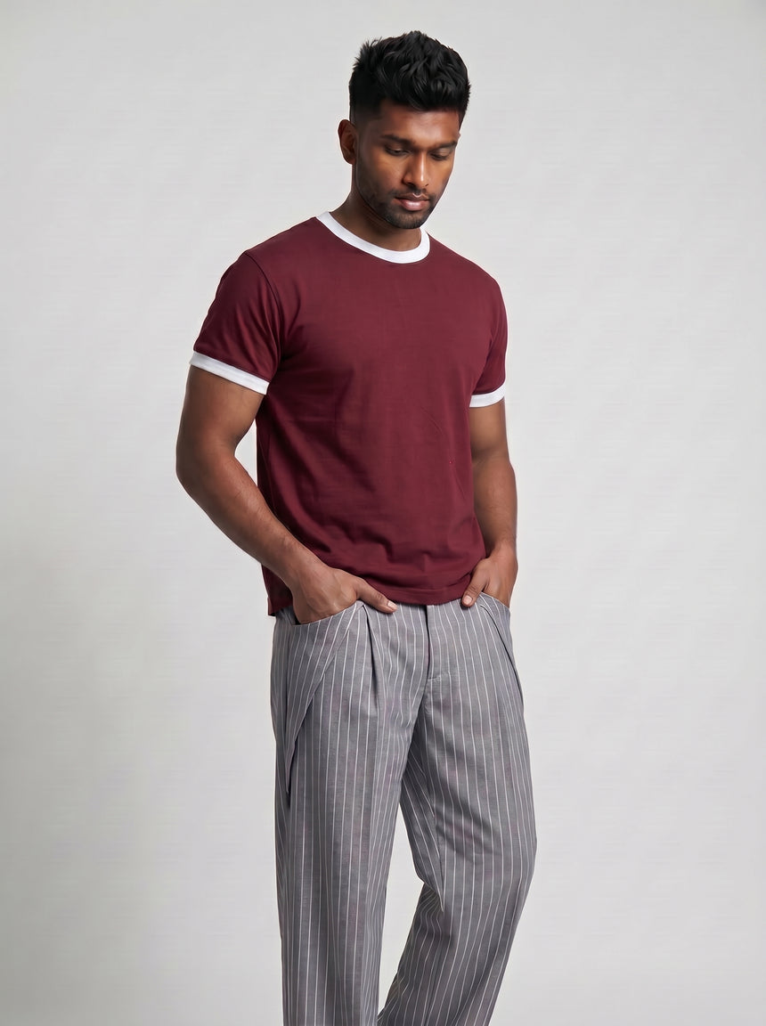 Maroon Cropped Ringer Tshirt