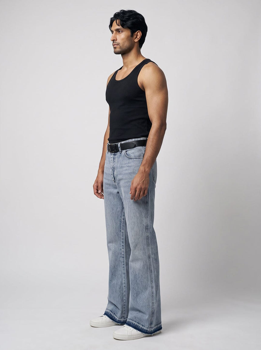 Super Ice Flared Raw Edge Denim Jeans Fugazee