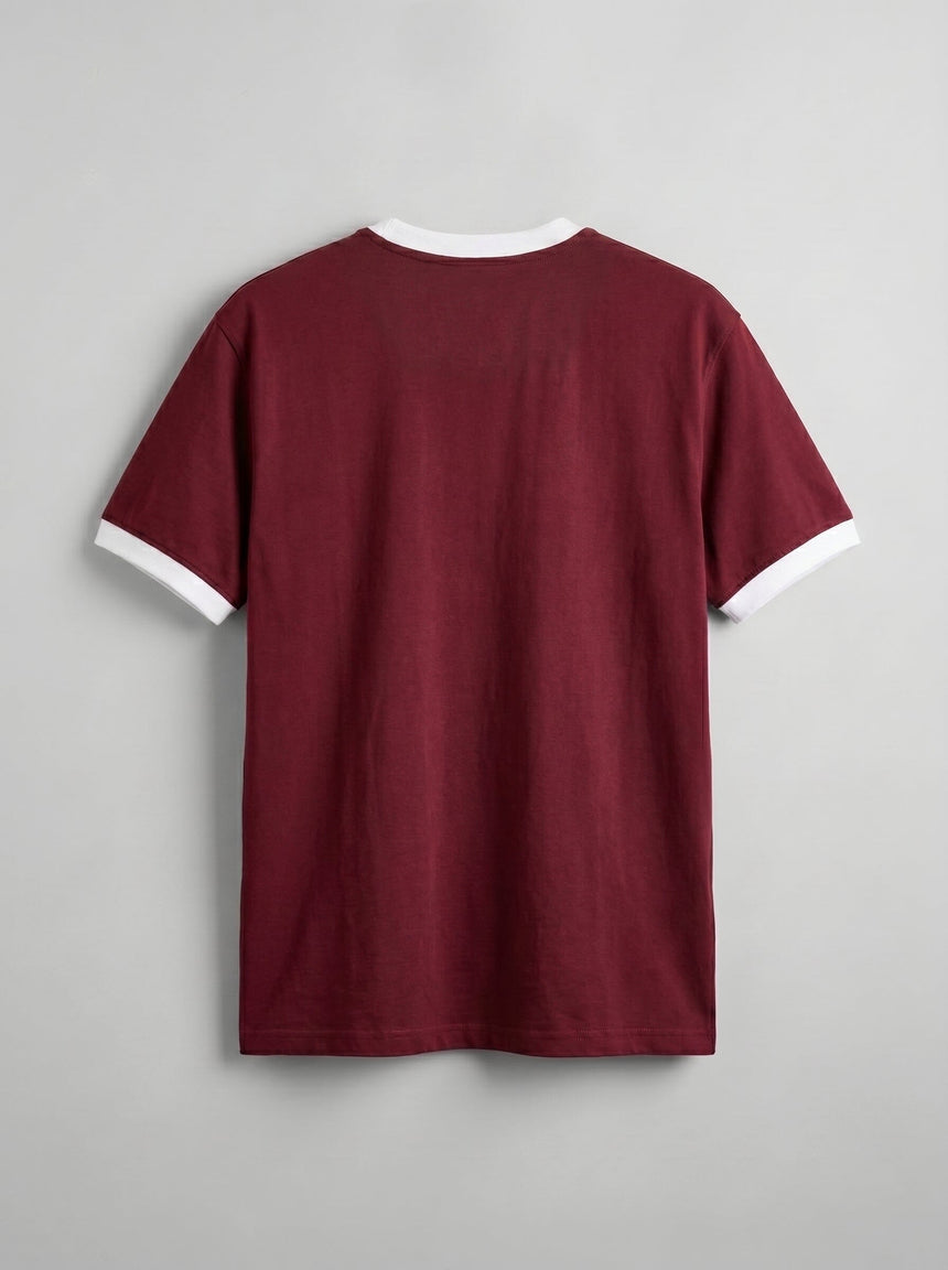 Maroon Cropped Ringer Tshirt T-Shirts Fugazee