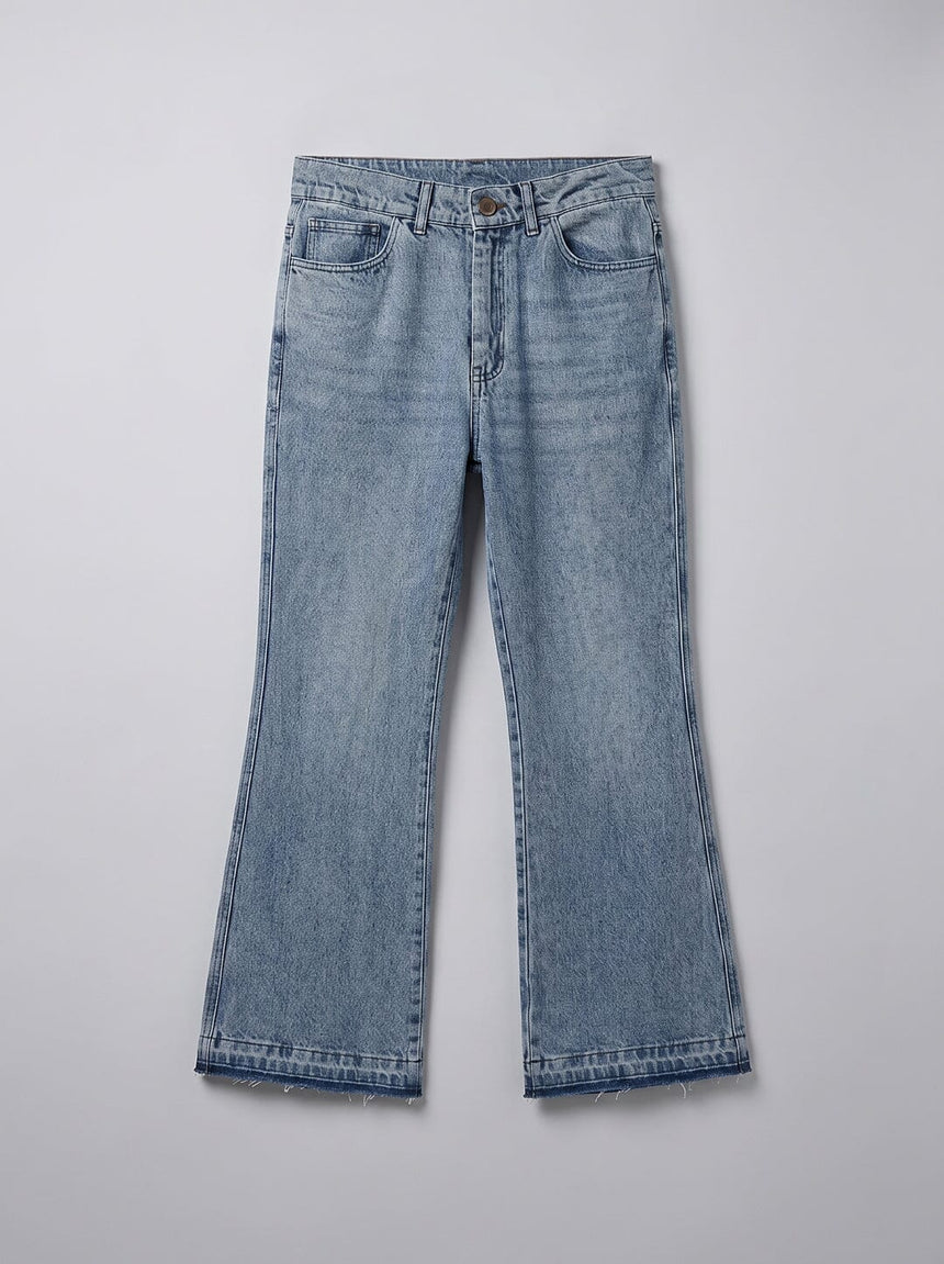 Super Ice Flared Raw Edge Denim Jeans Fugazee