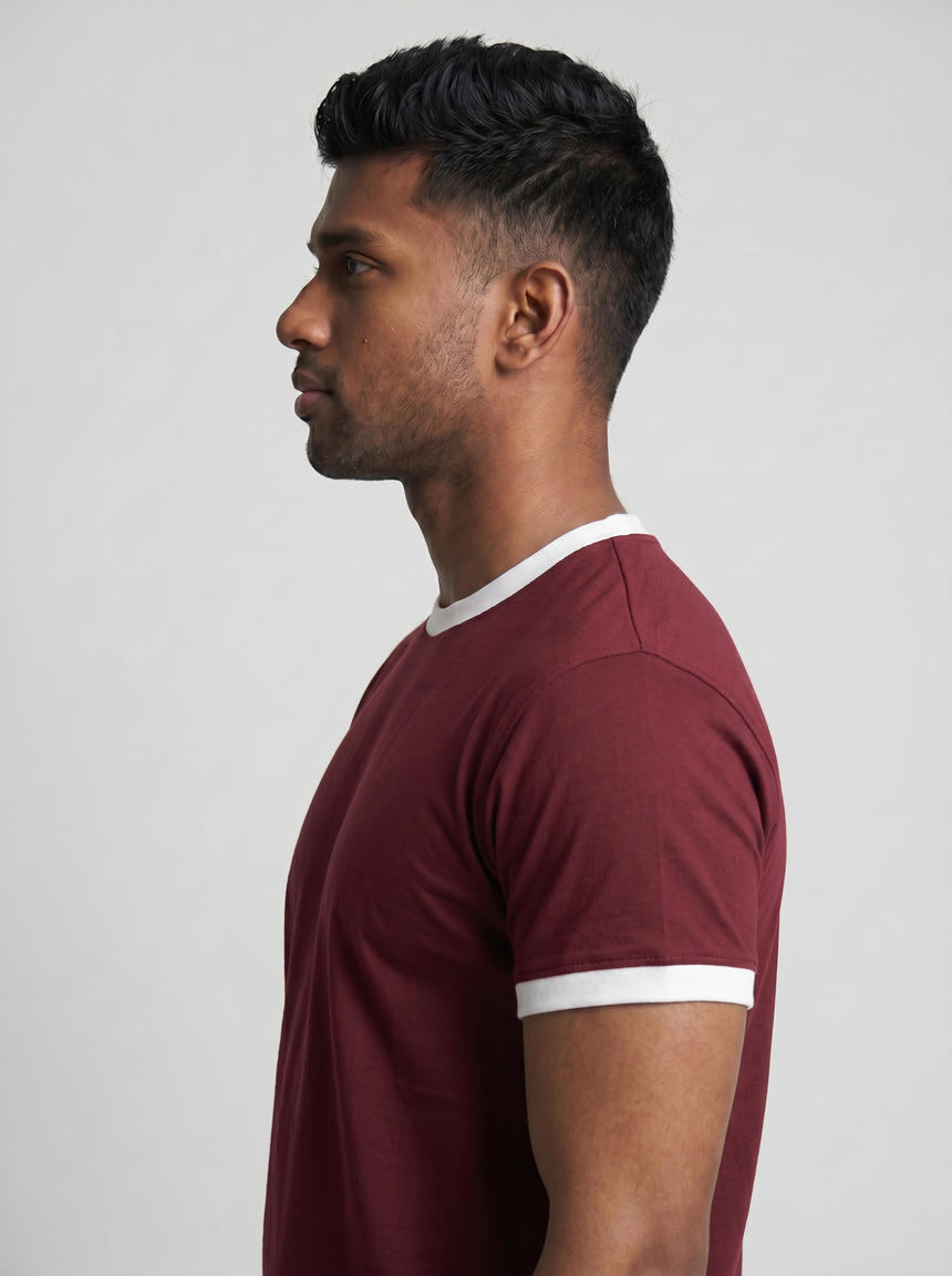 Maroon Cropped Ringer Tshirt