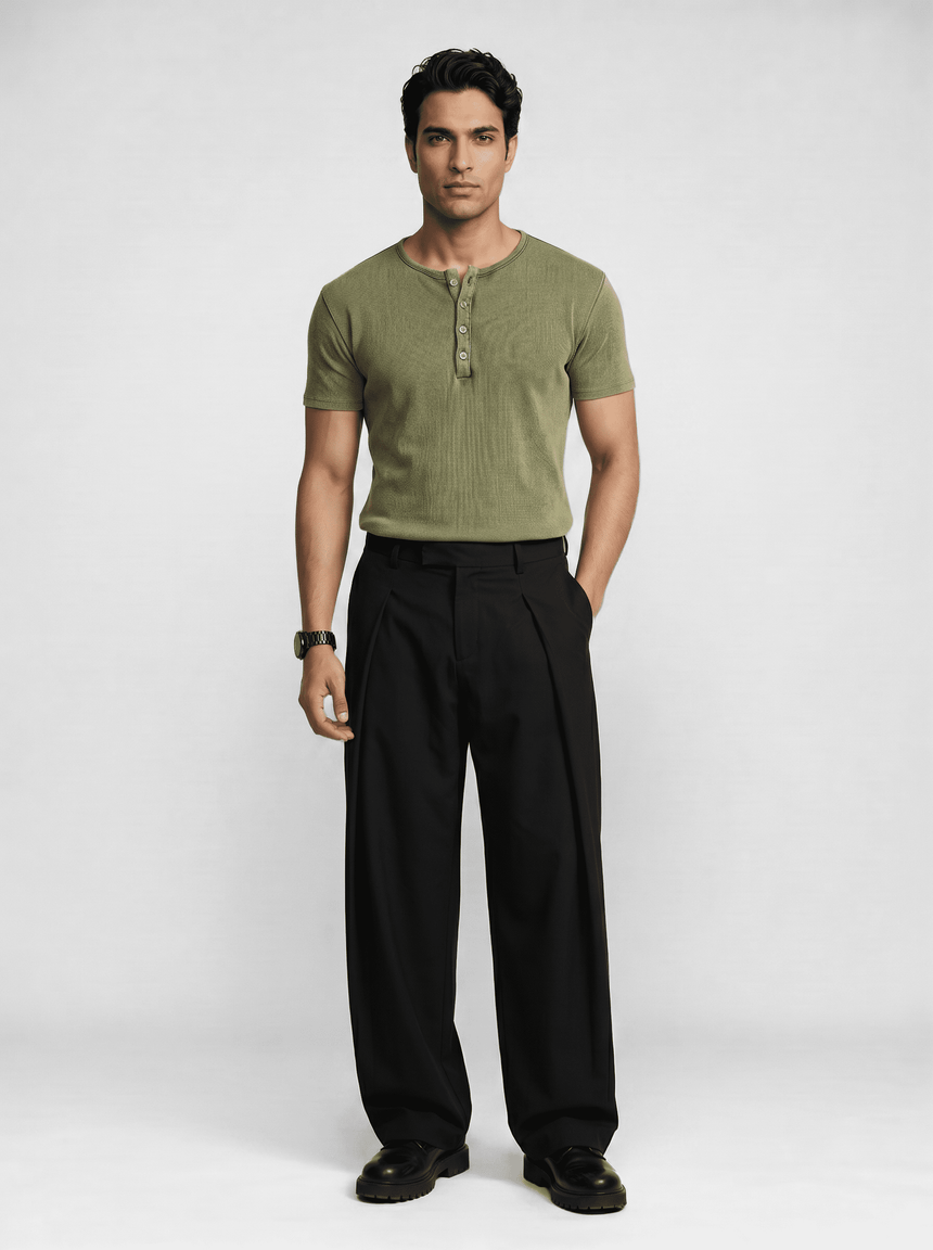 Foilage Acid Ribbed Henley Short Sleeves Tshirt T-Shirts Fugazee