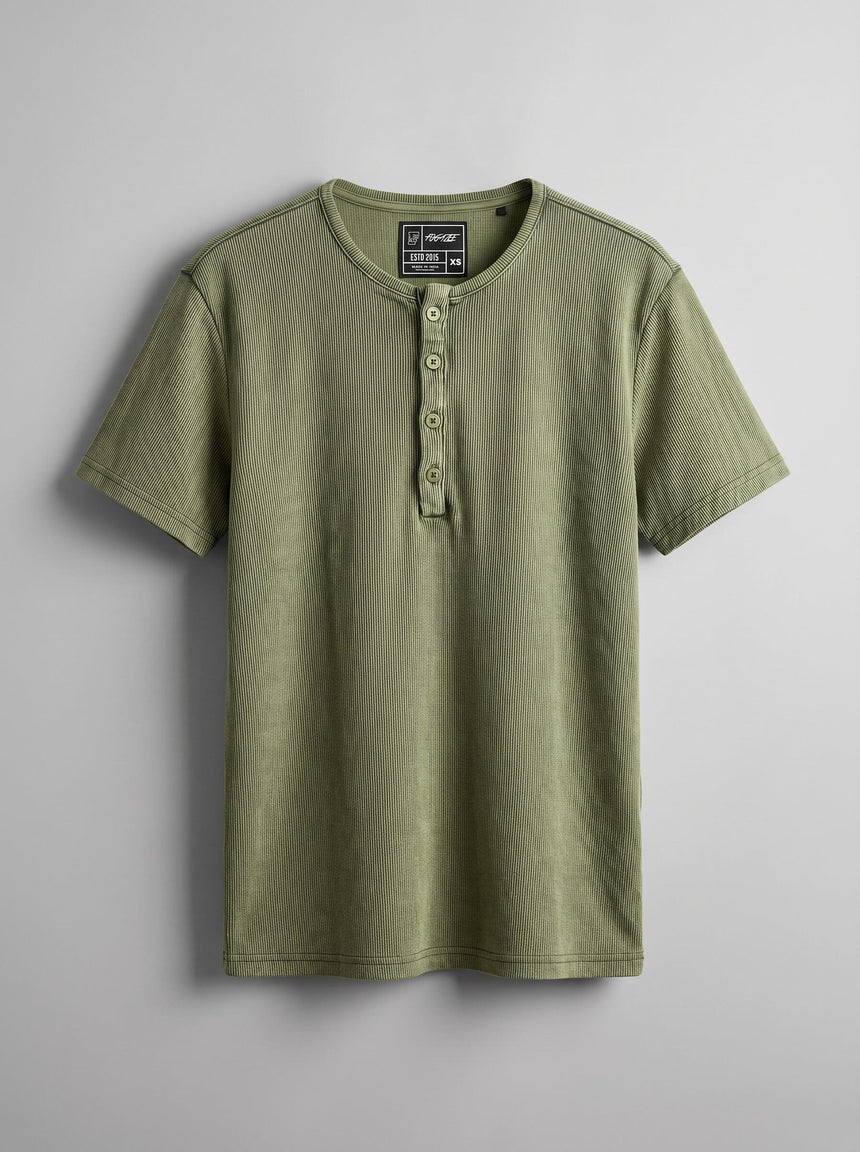 Foilage Acid Ribbed Henley Short Sleeves Tshirt T-Shirts Fugazee