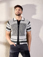 White And Black Geometric Crochet Shirt Shirts Fugazee