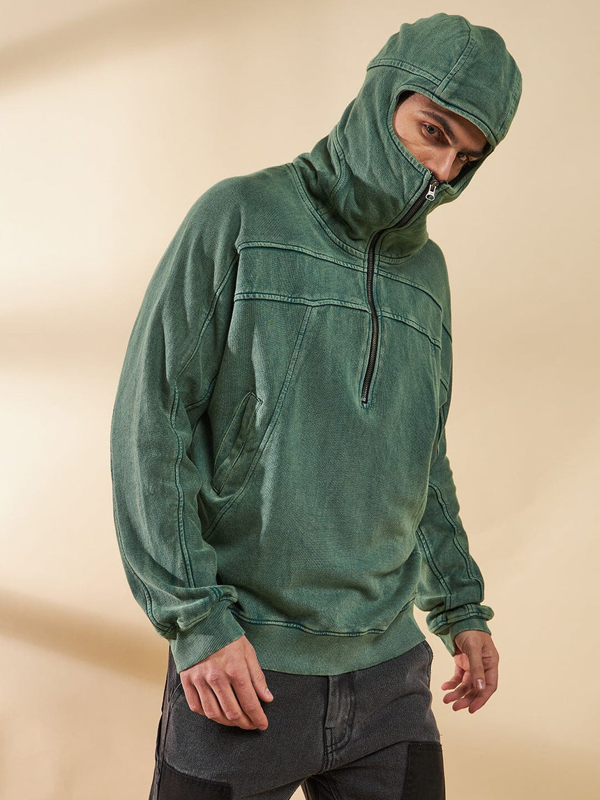 Green Washed Baggy Smugglers Hooded Sweatshirt Sweatshirts Fugazee