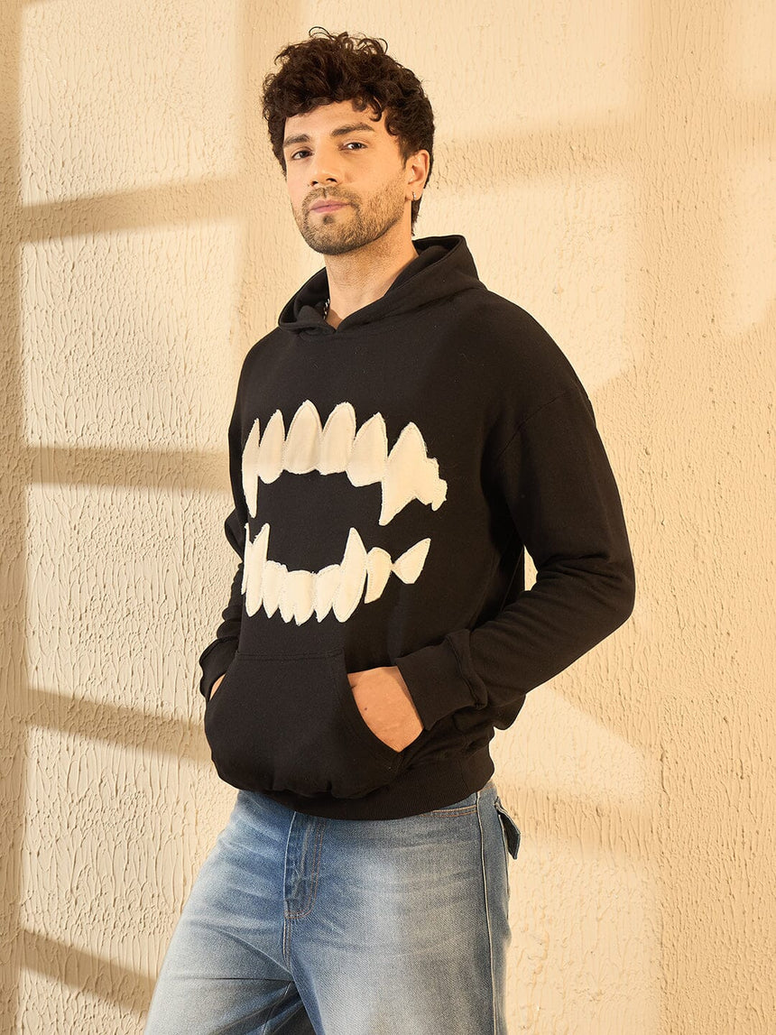 Black Fangs Embroidery Oversized Hoodie Sweatshirts Fugazee