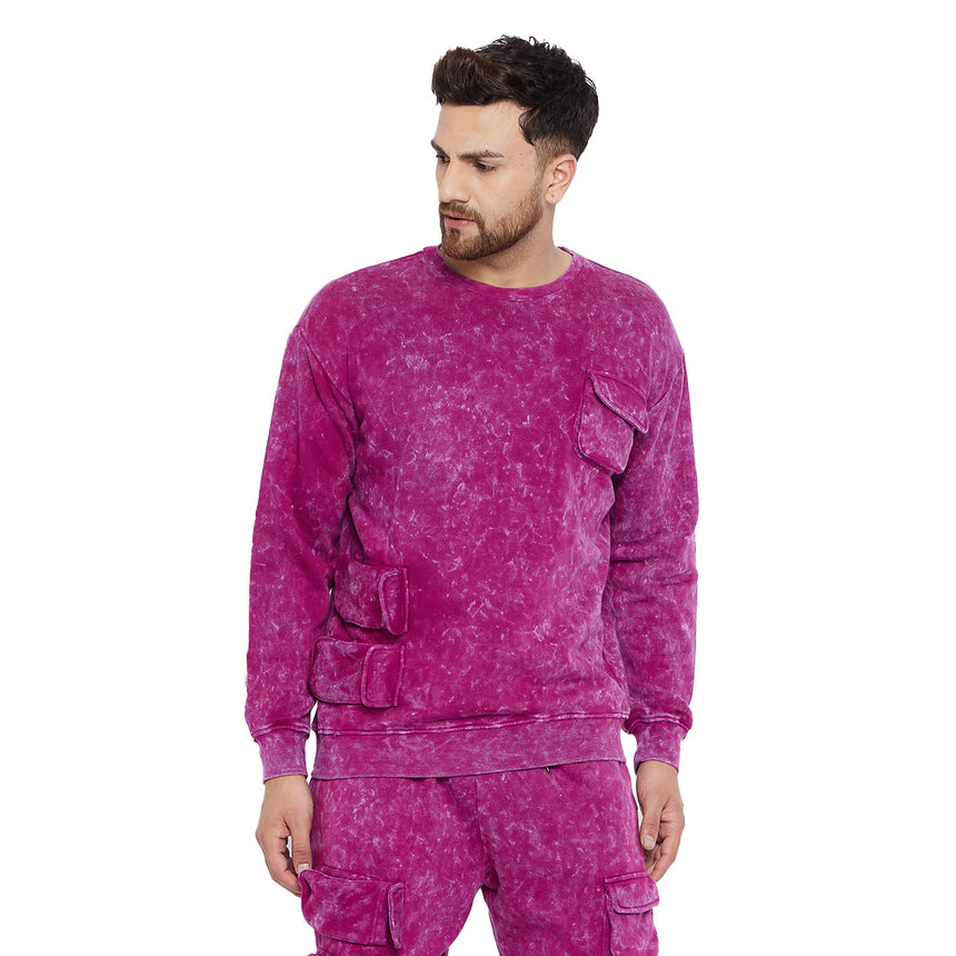 Magenta Washed Oversized Sweatshirt Sweatshirts Fugazee