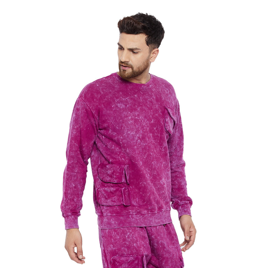 Magenta Washed Oversized Sweatshirt Sweatshirts Fugazee