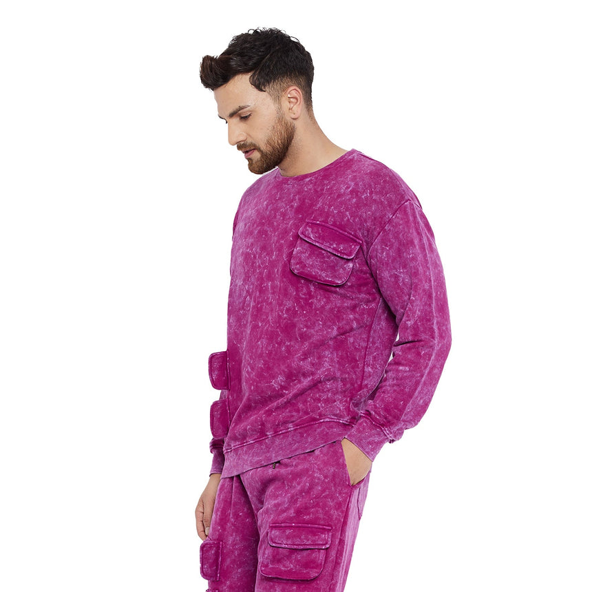 Magenta Washed Oversized Sweatshirt Sweatshirts Fugazee