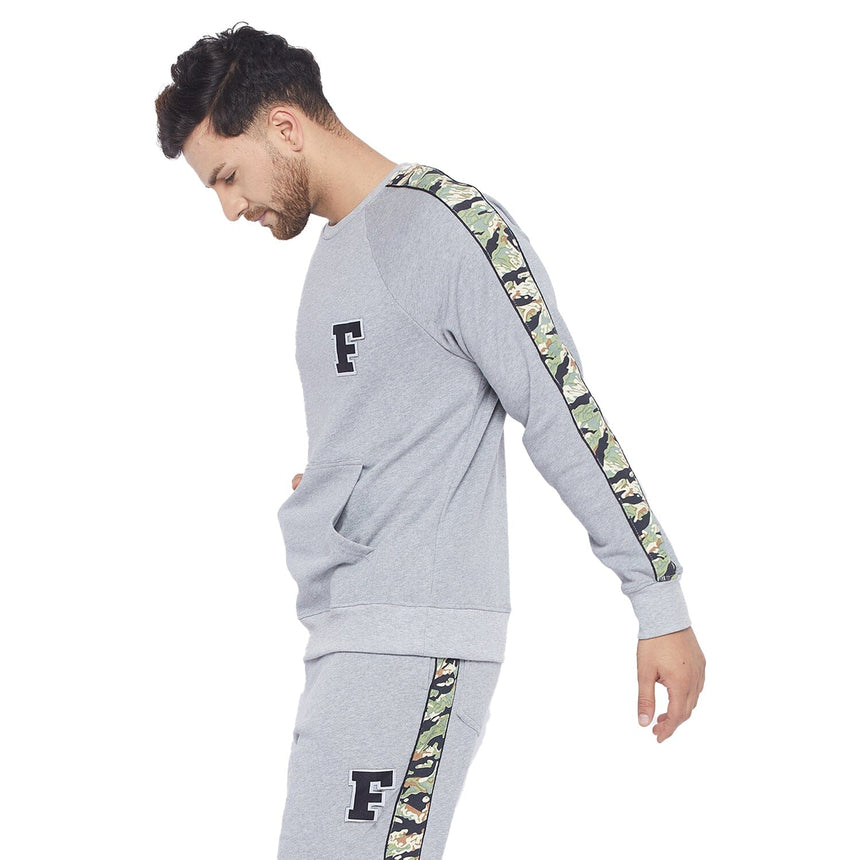 Grey Oversized Camo Taped Sweatshirt Sweatshirts Fugazee