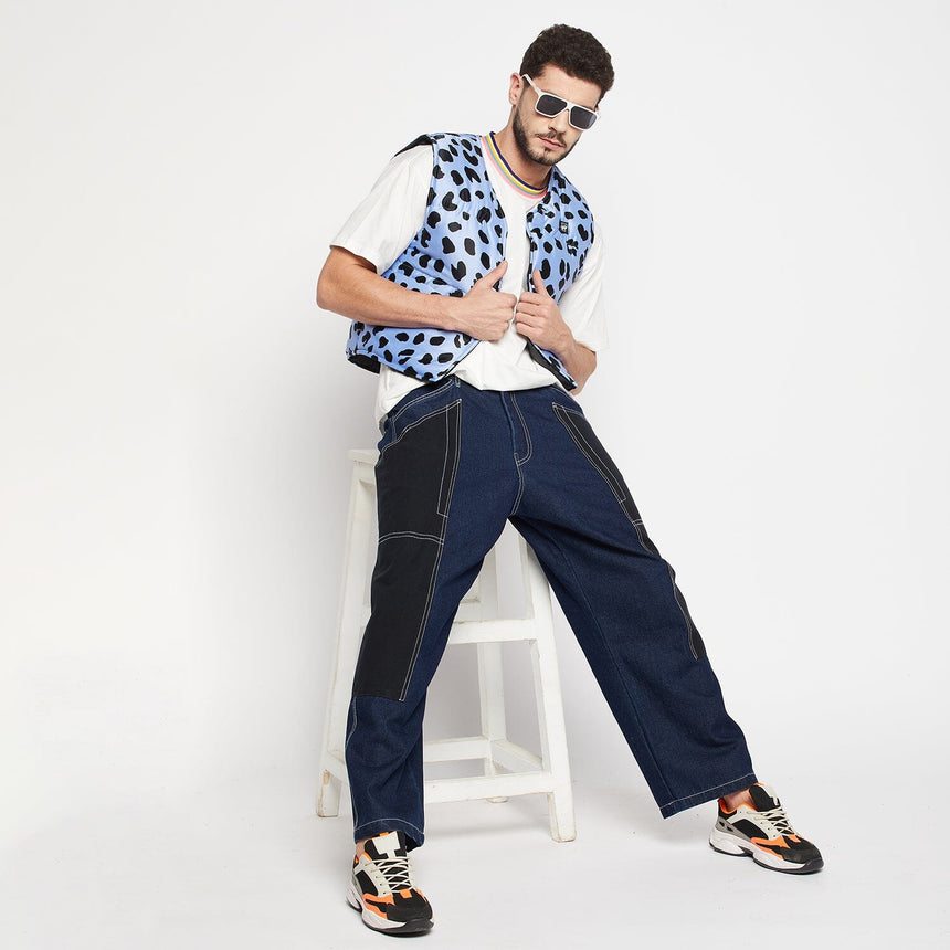 Blue Leopard Quilted Gillet Jackets Fugazee