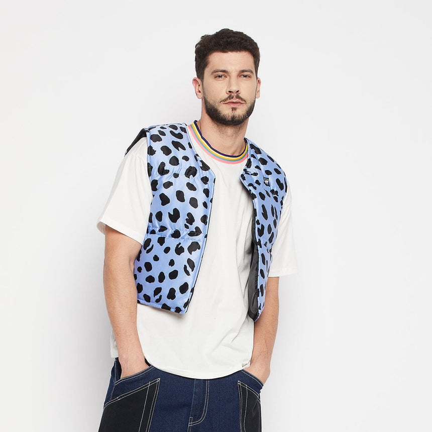 Blue Leopard Quilted Gillet Jackets Fugazee