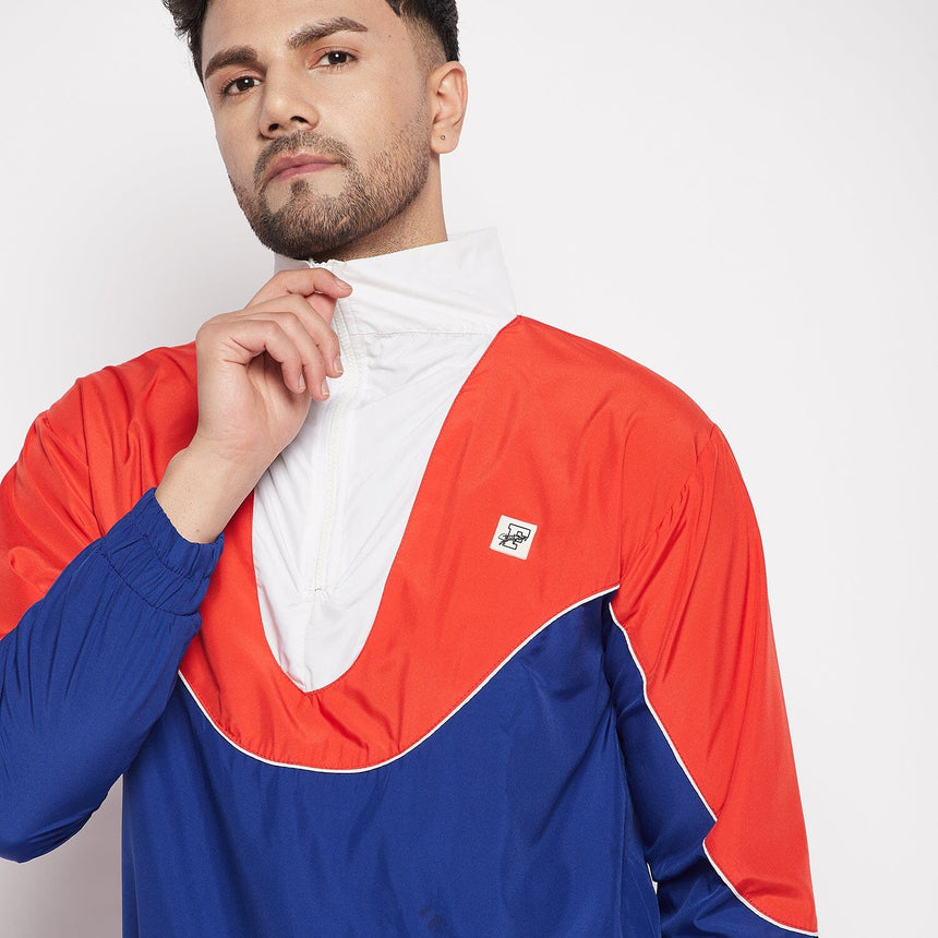 Blue Colour Blocked Windbreaker Jacket Jackets Fugazee