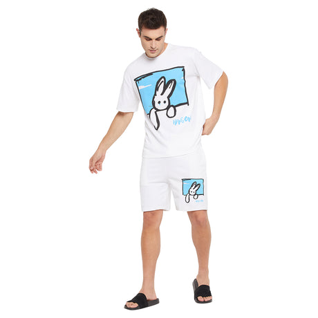 White Hang On Printed Tshirt And Shorts Clothing Set Clothing Set Fugazee 