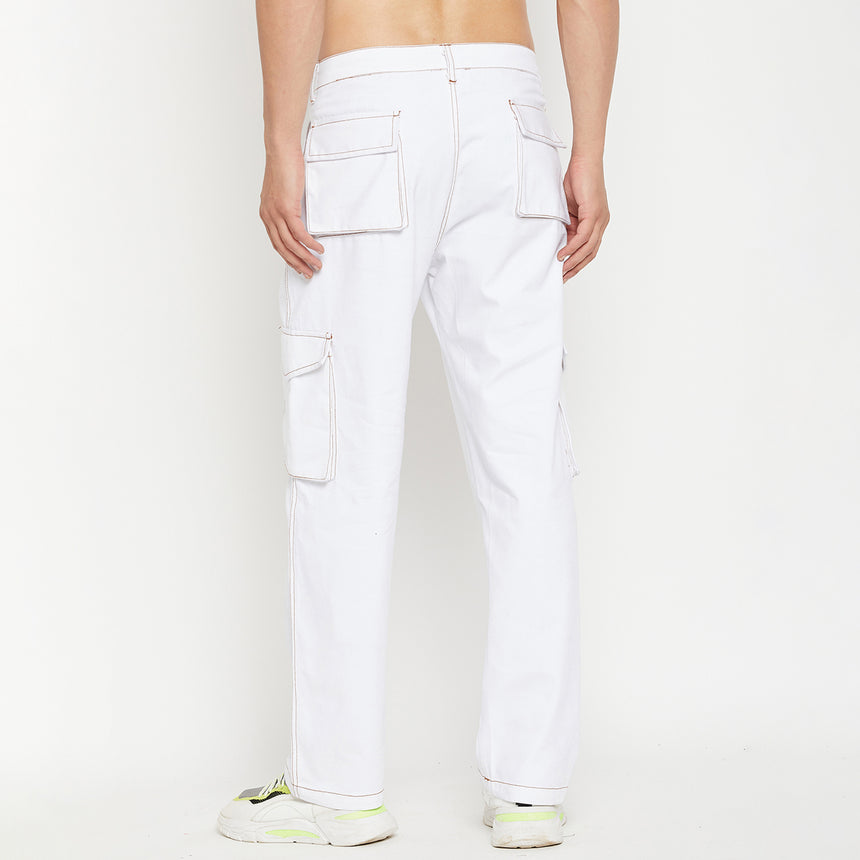 White Carpenter Cargo Pants Trousers Fugazee
