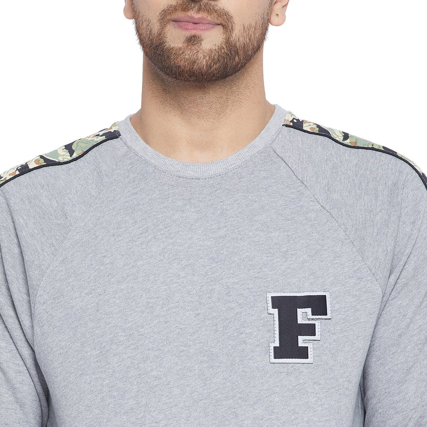 Grey Oversized Camo Taped Sweatshirt Sweatshirts Fugazee