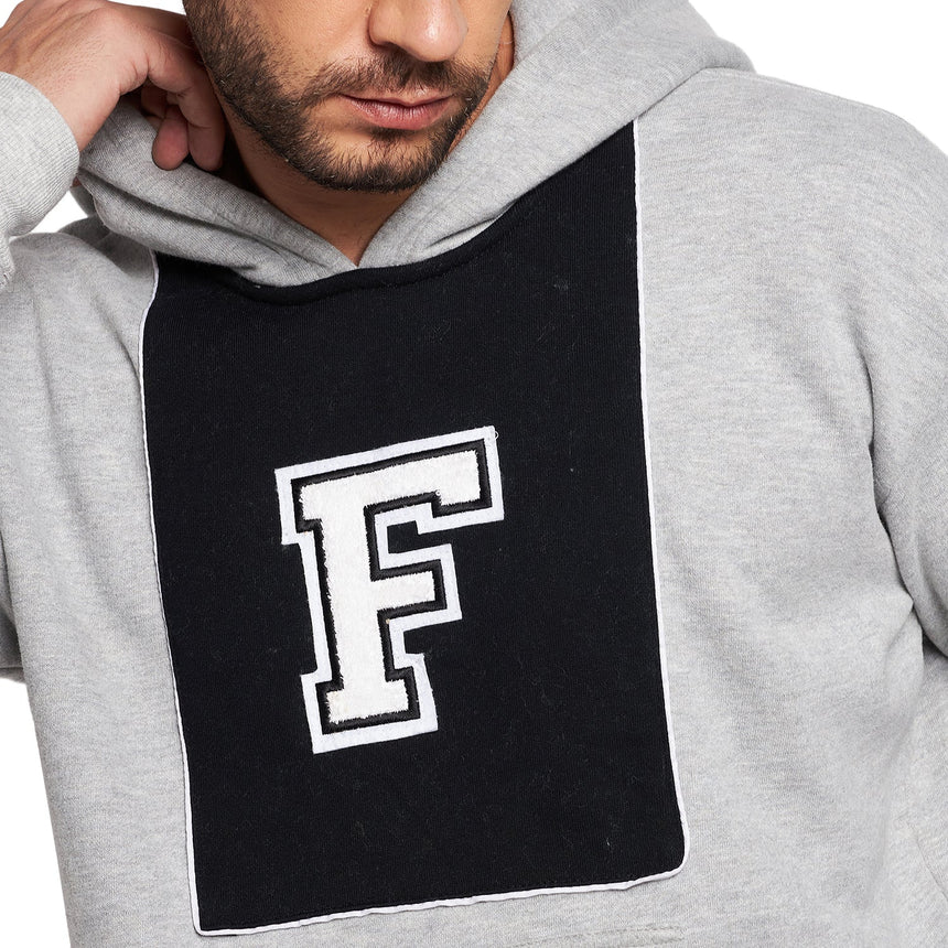 Grey Fleece Varsity Oversized Hooded Sweatshirt Sweatshirts Fugazee