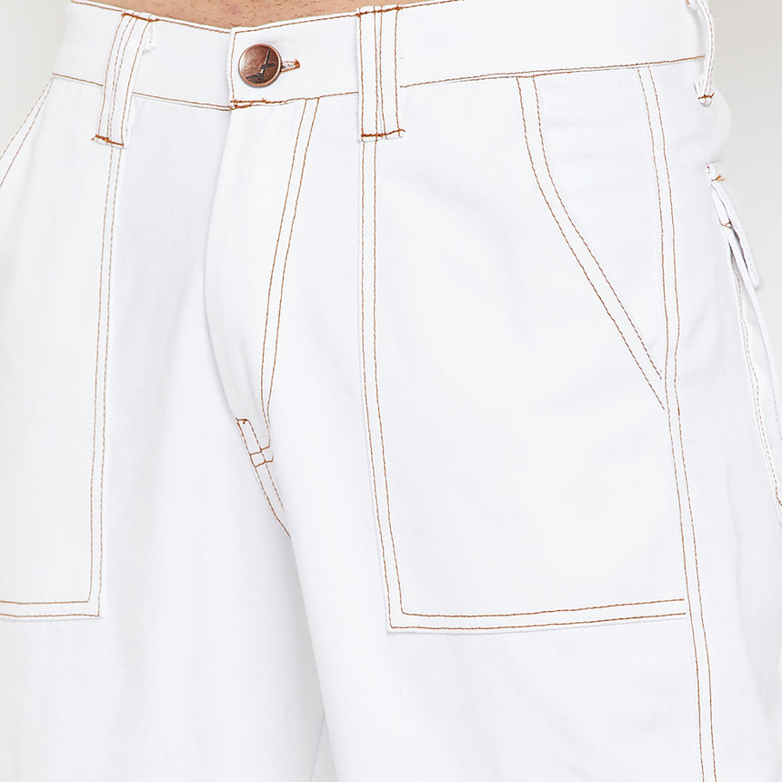 White Carpenter Cargo Pants Trousers Fugazee