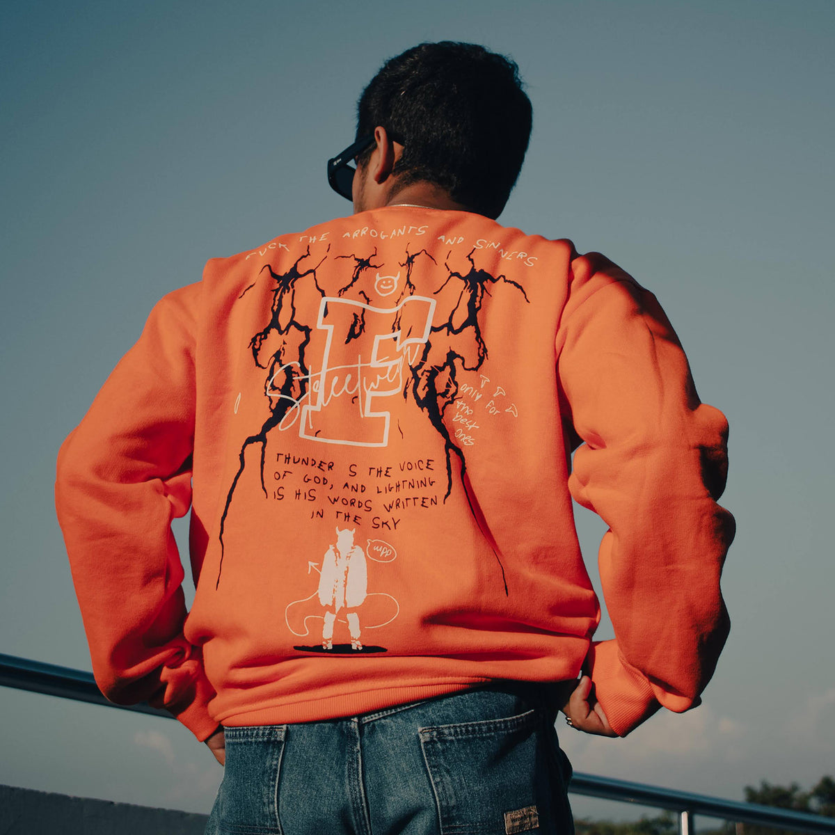 Orange Oversized Graphic Sweatshirt Buy Mens Sweatshirt Fugazee