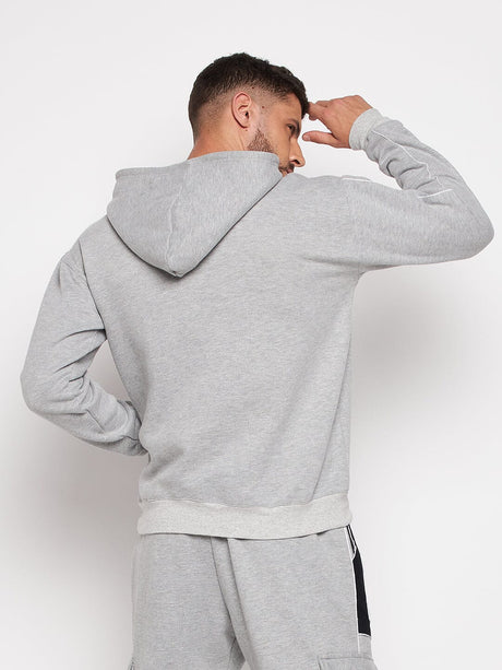 Grey Fleece Varsity Oversized Hooded Sweatshirt Sweatshirts Fugazee 