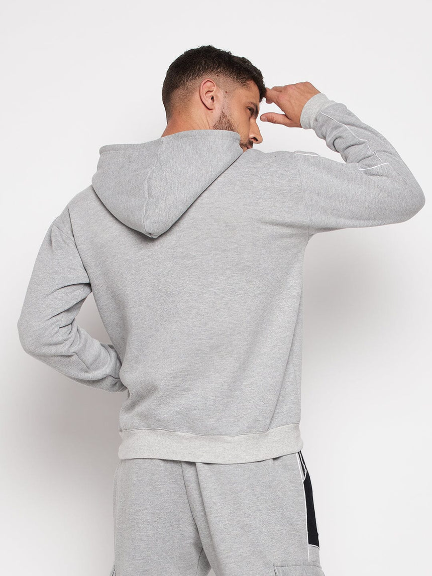 Grey Fleece Varsity Oversized Hooded Sweatshirt Sweatshirts Fugazee 