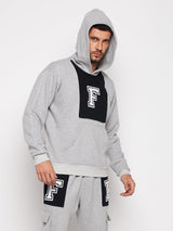 Grey Fleece Varsity Oversized Hooded Sweatshirt Sweatshirts Fugazee 