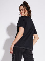 Black Unisex Oversized Carpenter Tshirt T-shirts Fugazee 