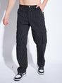 Black Pin Striped Cargo Pants Trousers Fugazee 