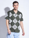 Olive Lace Patched Cuban Shirt