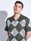 Olive Lace Patched Cuban Shirt