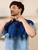 Blue Ombre Star Embroidery Oversized Tshirt T-shirts Fugazee 