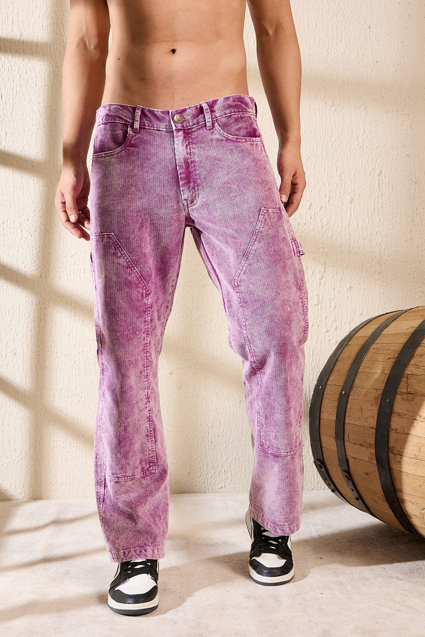 Purple Cord Dyed Carpenter Pants Trousers Fugazee 
