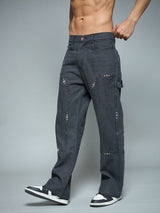 Black Riveted Carpenter Patch Denim Jeans Fugazee 