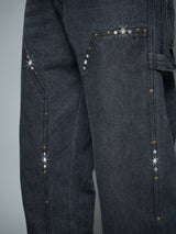 Black Riveted Carpenter Patch Denim Jeans Fugazee 
